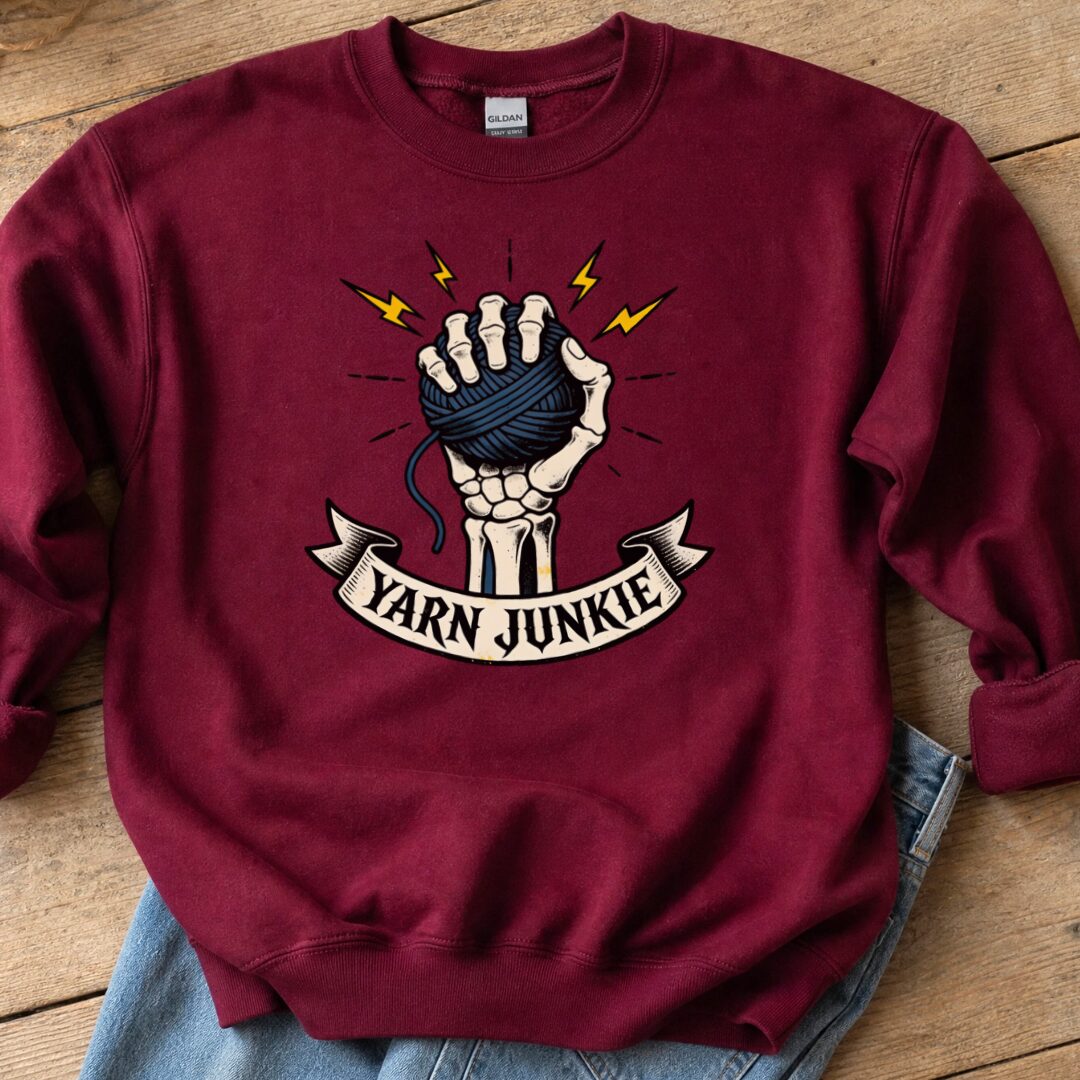 Yarn Junkie Sweatshirt Maroon t-shirt