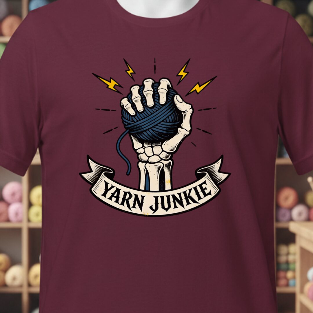 Yarn Junkie T-Shirt Maroon t-shirt