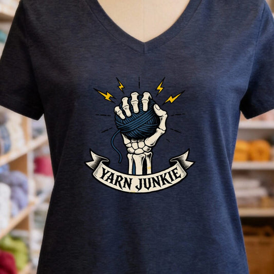 Yarn Junkie V-Neck T-Shirt Navy t-shirt
