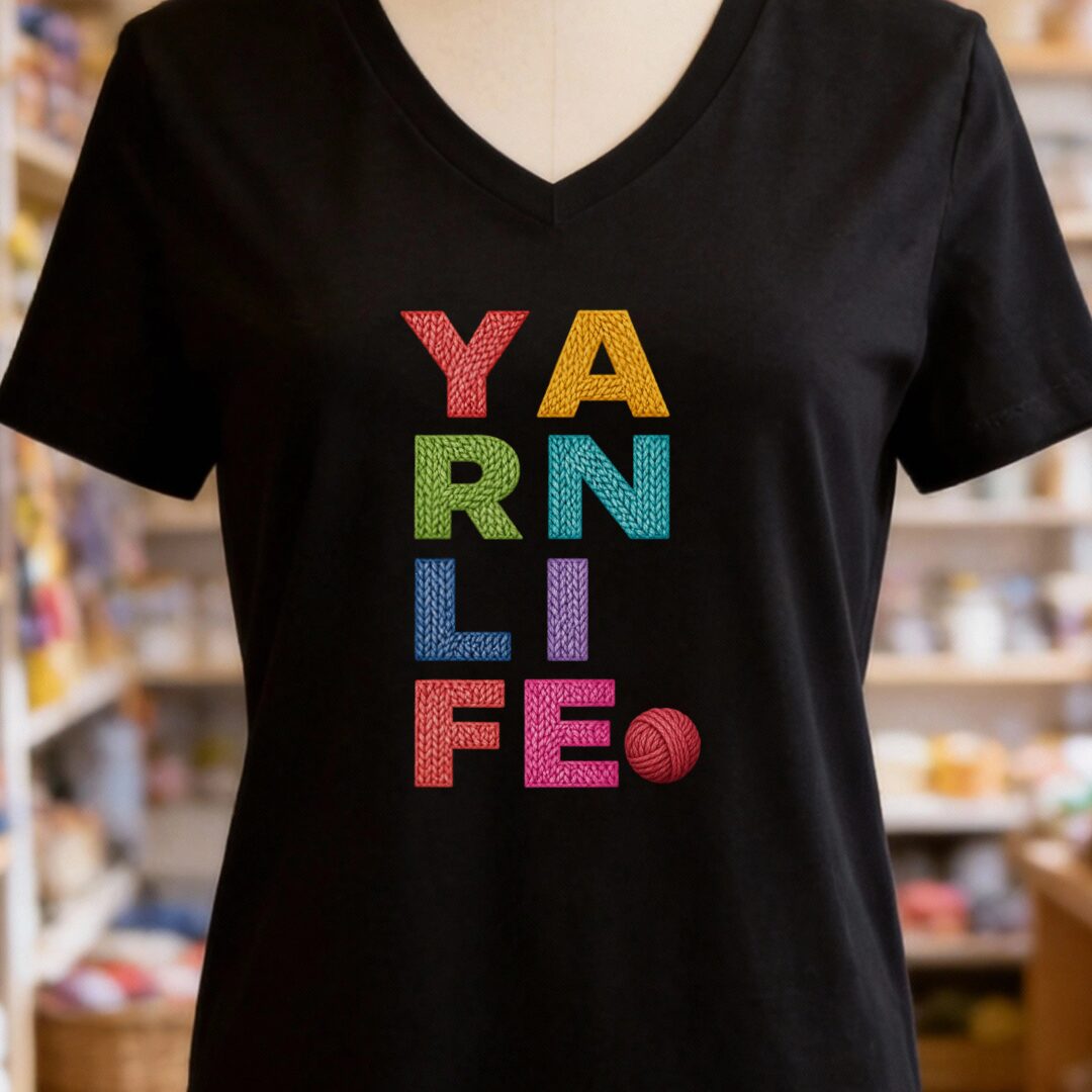 Yarn Life V-Neck T-Shirt Black t-shirt