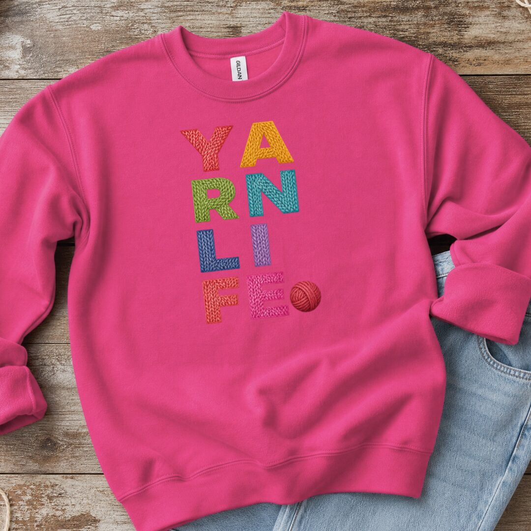 Yarn Life Sweatshirt Bright Pink t-shirt