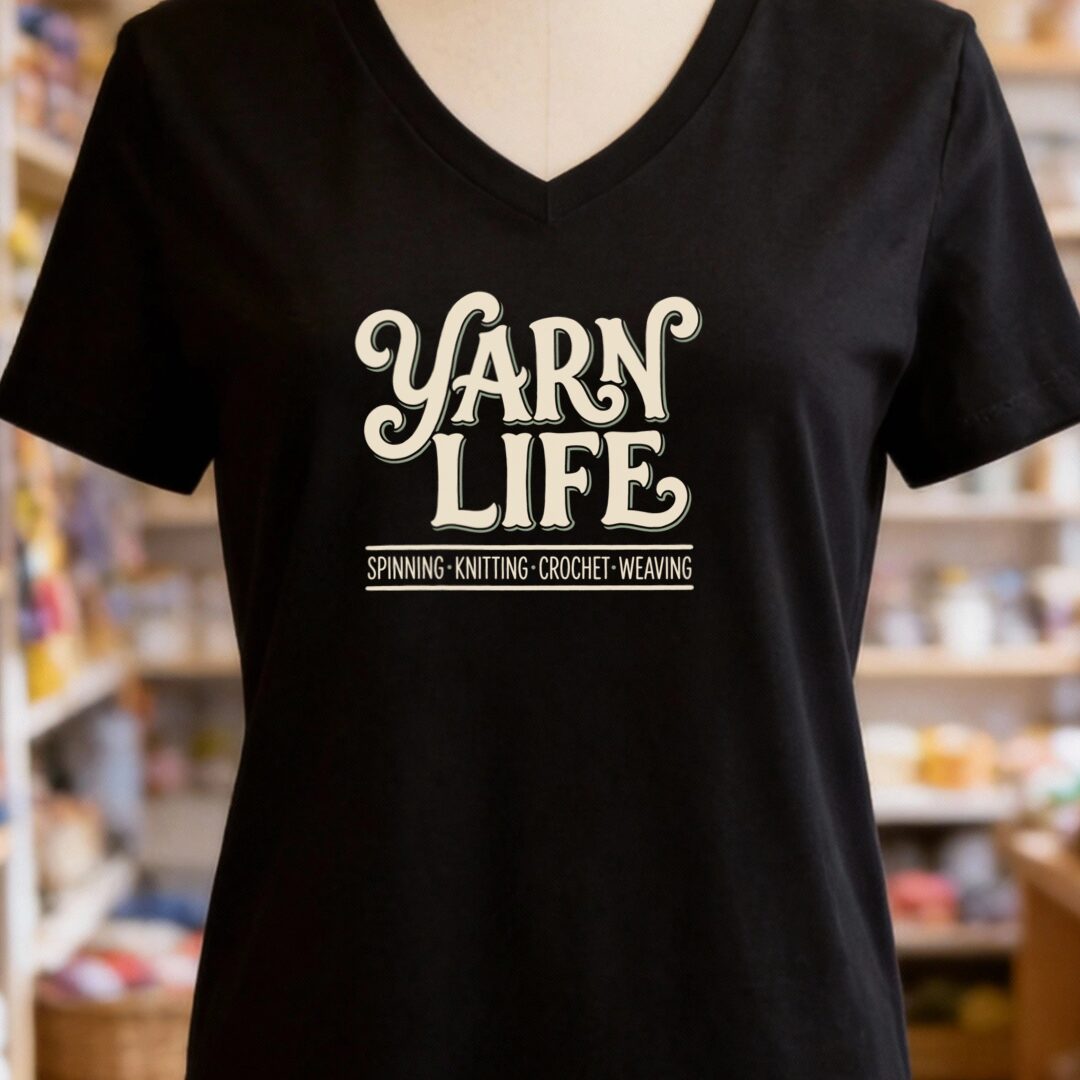 Yarn Life Crafts V-Neck T-Shirt Black t-shirt
