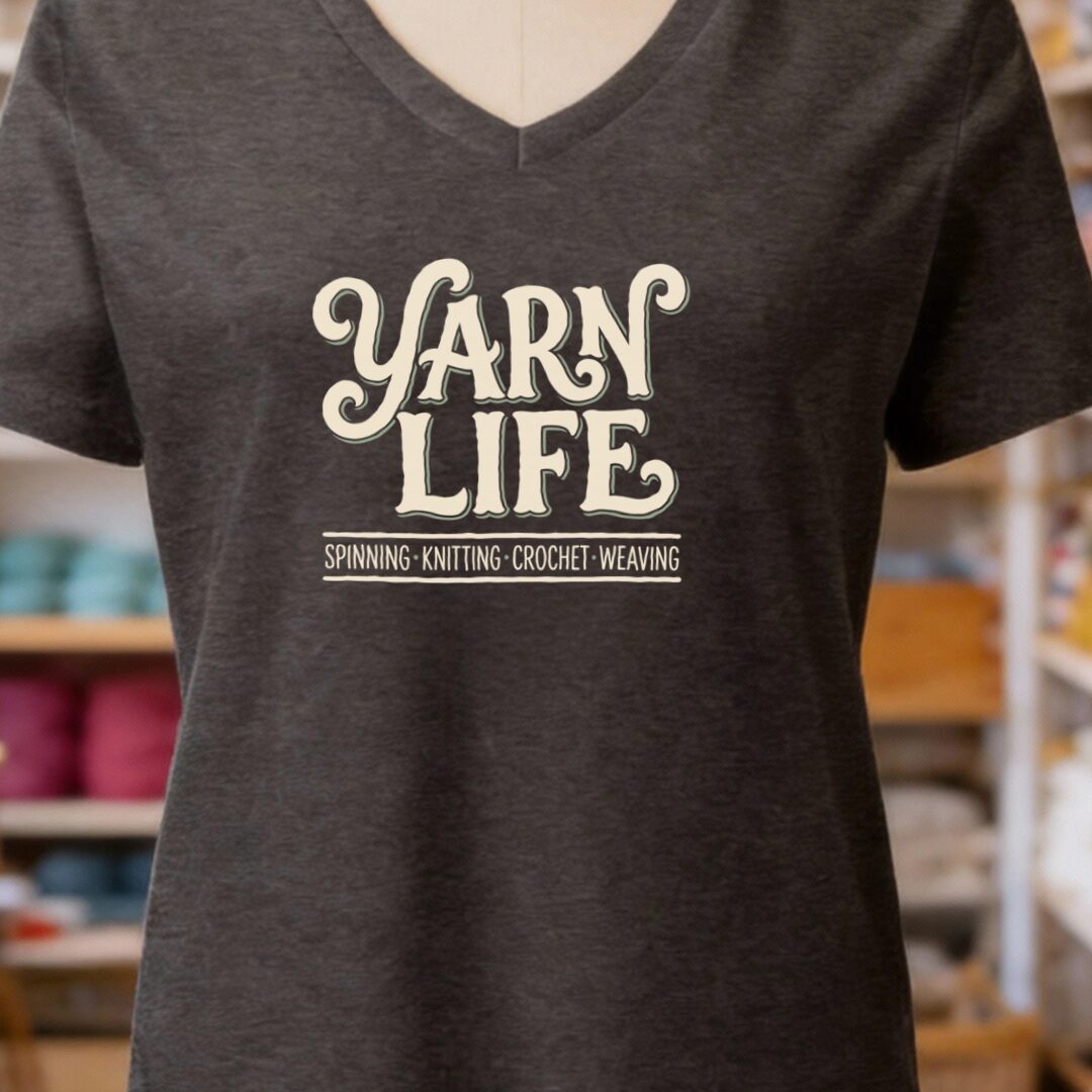 Yarn Life Crafts V-Neck T-Shirt Dark Grey t-shirt