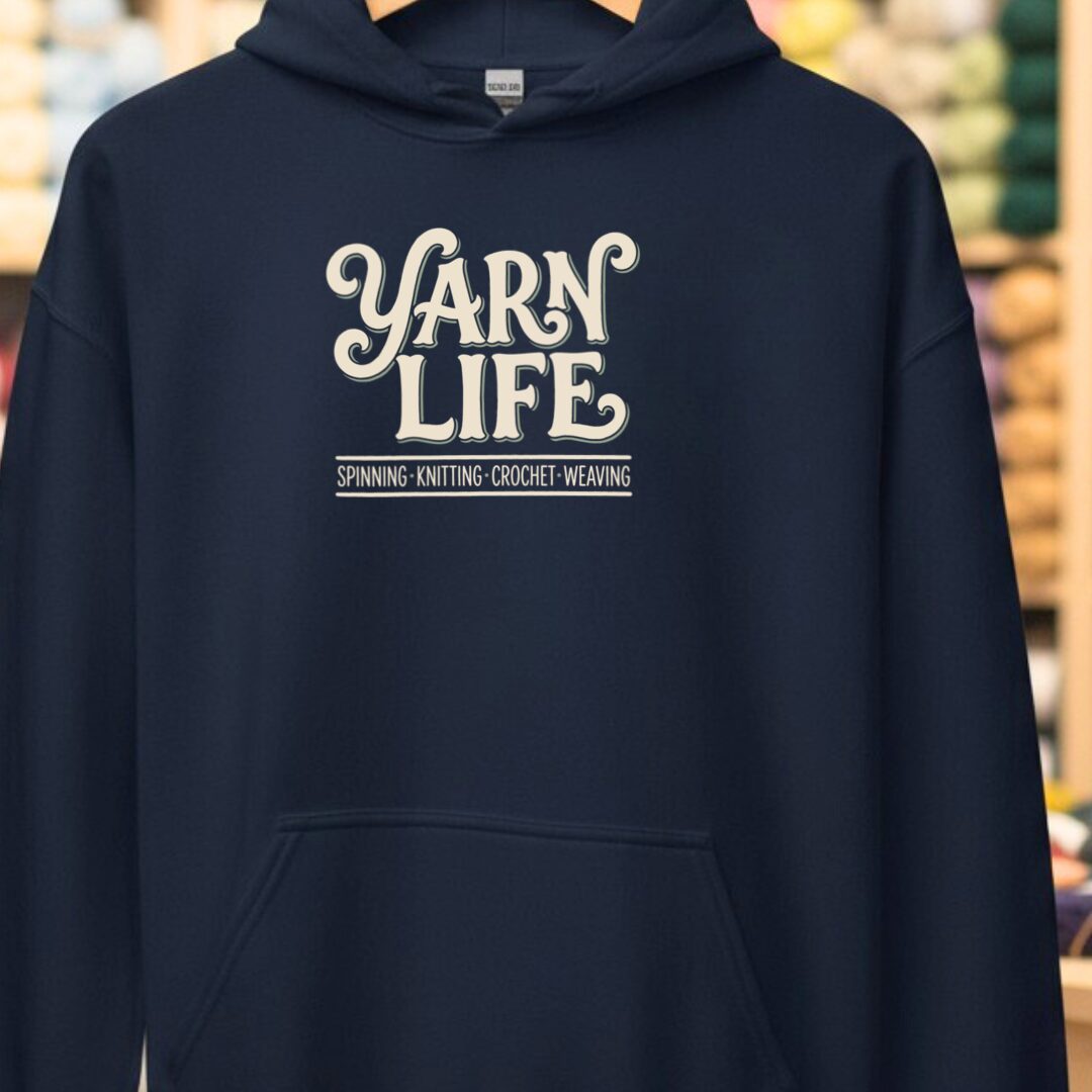 Yarn Life Crafts Hoodie Navy t-shirt