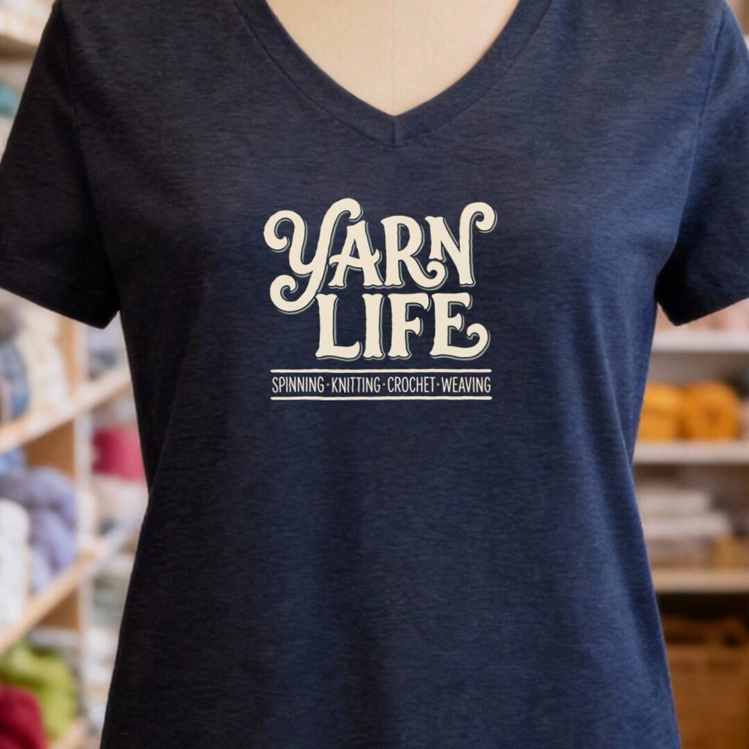 Yarn Life Crafts V-Neck T-Shirt Navy t-shirt
