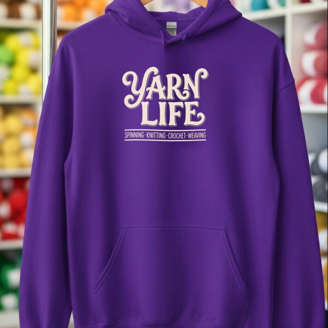 Yarn Life Crafts Hoodie Purple t-shirt