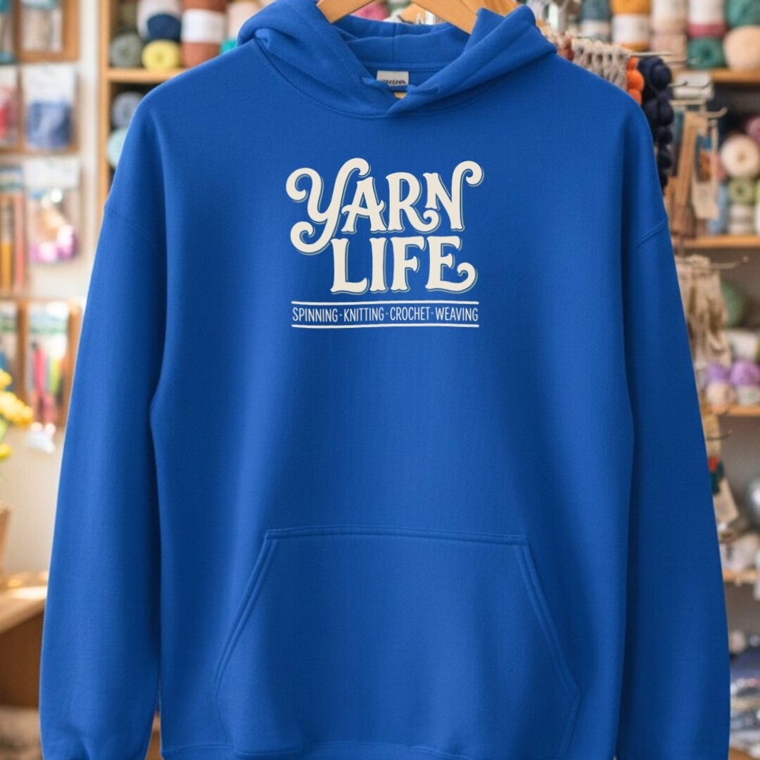 Yarn Life Crafts Hoodie Royal t-shirt