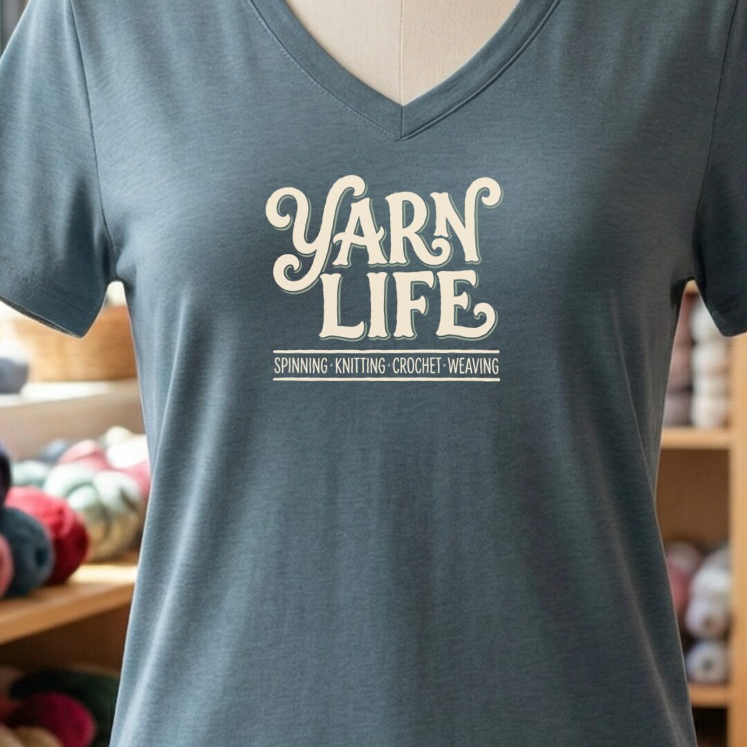 Yarn Life Crafts V-Neck T-Shirt Slate t-shirt