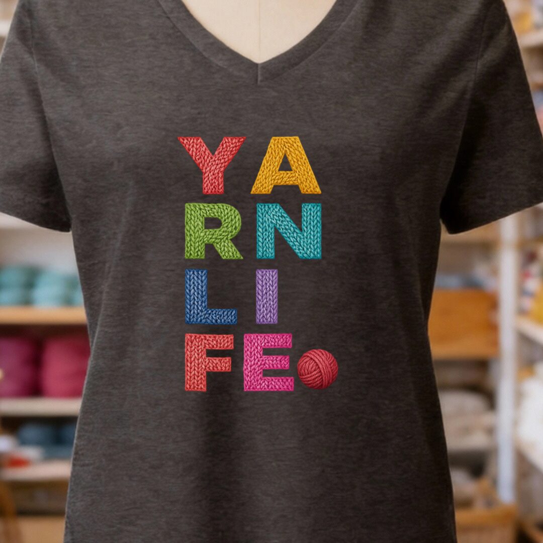 Yarn Life V-Neck T-Shirt Dark Grey t-shirt