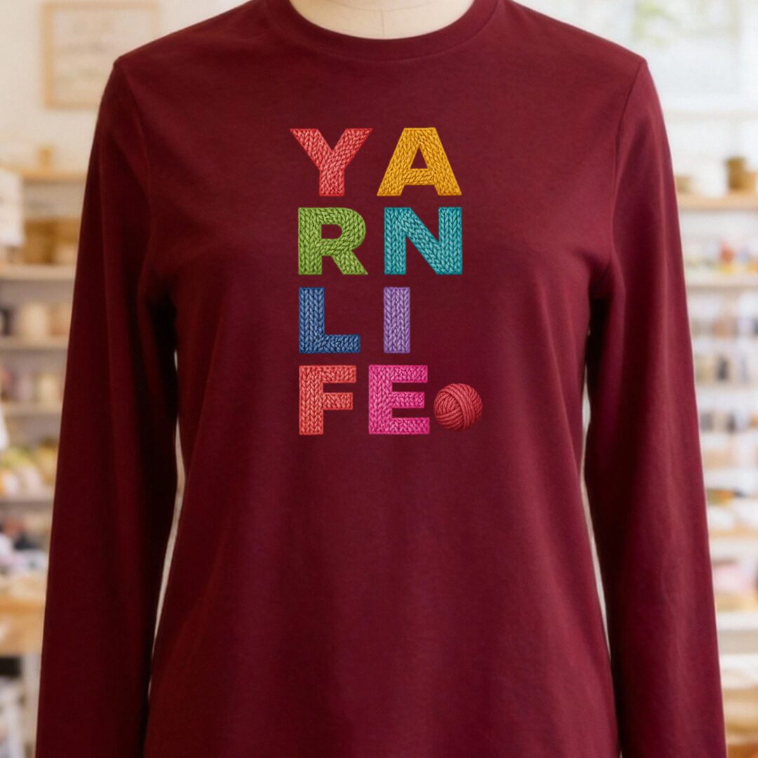 Yarn Life Maroon Long Sleeve Tee.jpg