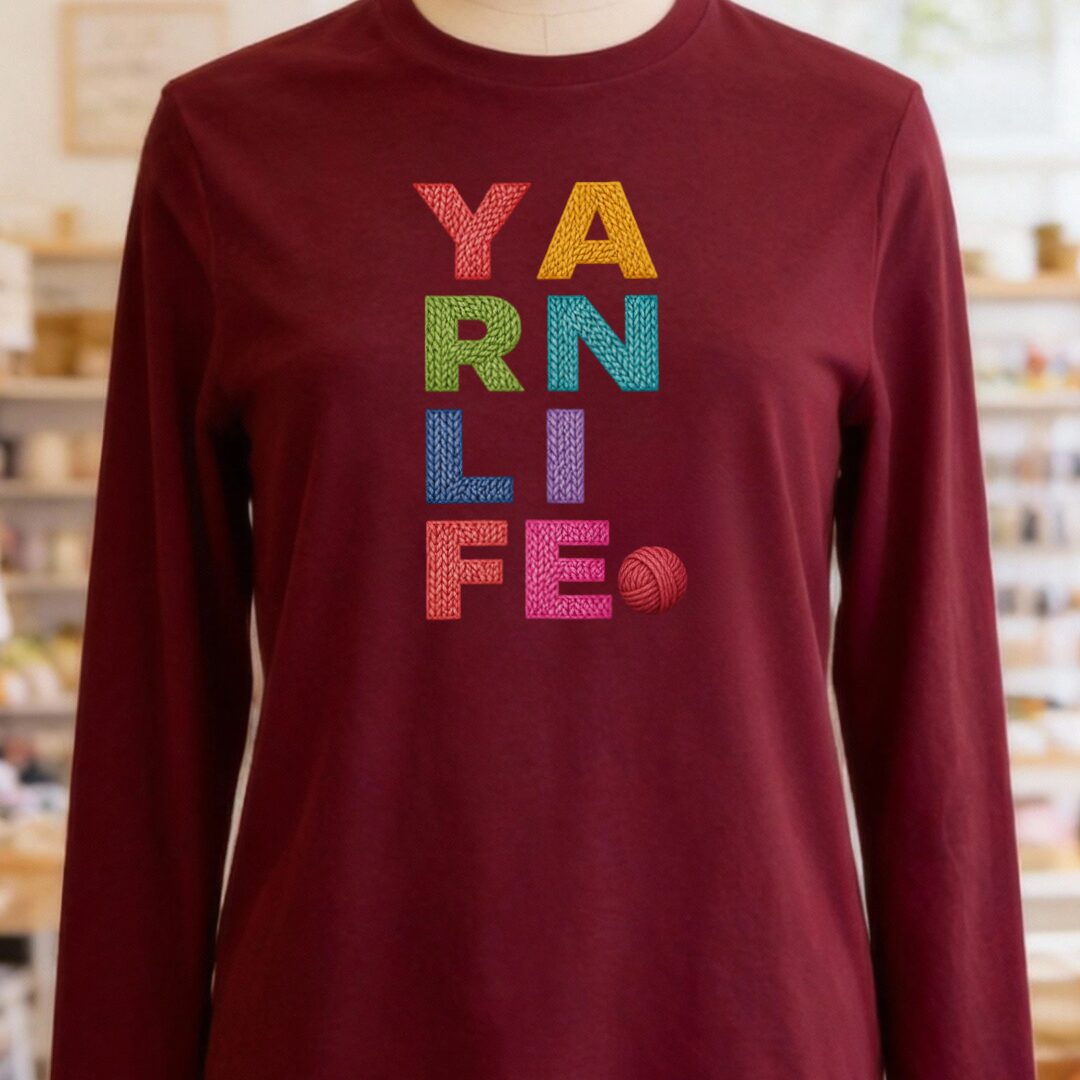 Yarn Life Long Sleeve Tee Maroon t-shirt