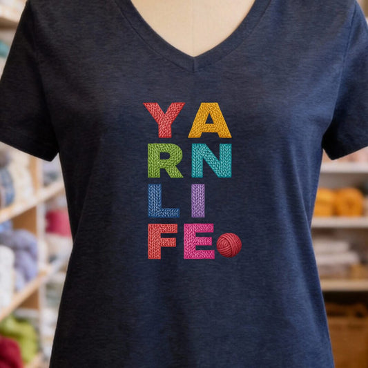 Yarn Life V-Neck T-Shirt Navy t-shirt