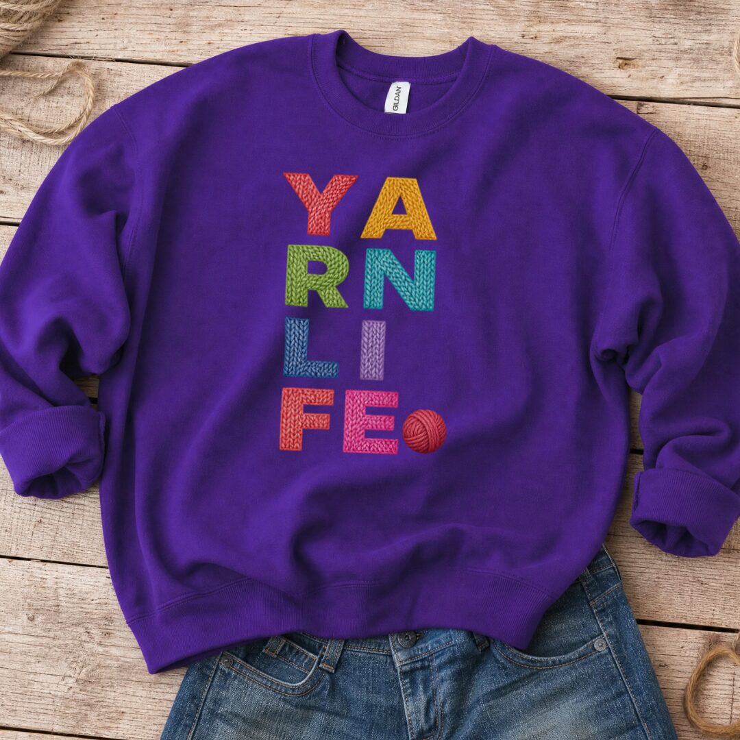 Yarn Life Sweatshirt Purple t-shirt