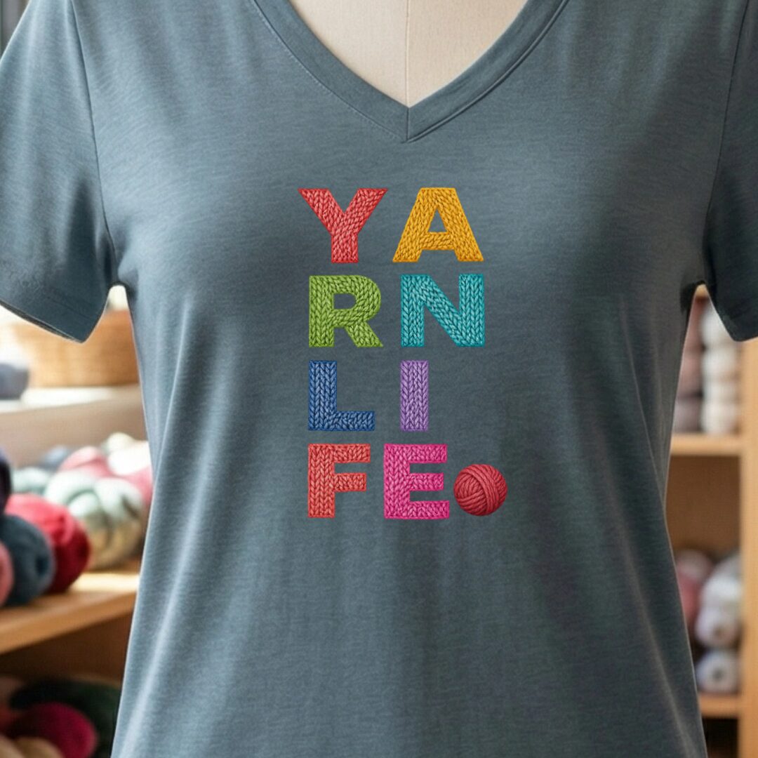 Yarn Life V-Neck T-Shirt Slate t-shirt