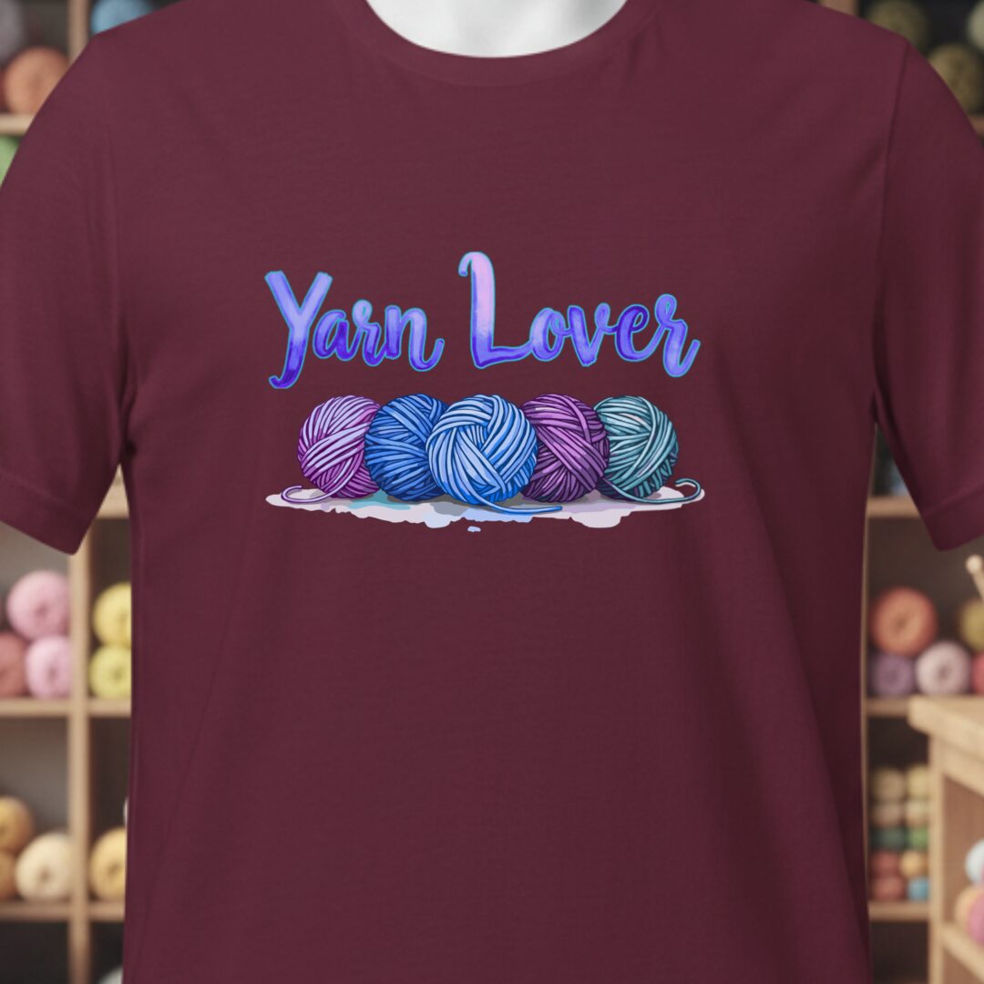 Yarn Lover (blues) T-Shirt Maroon t-shirt
