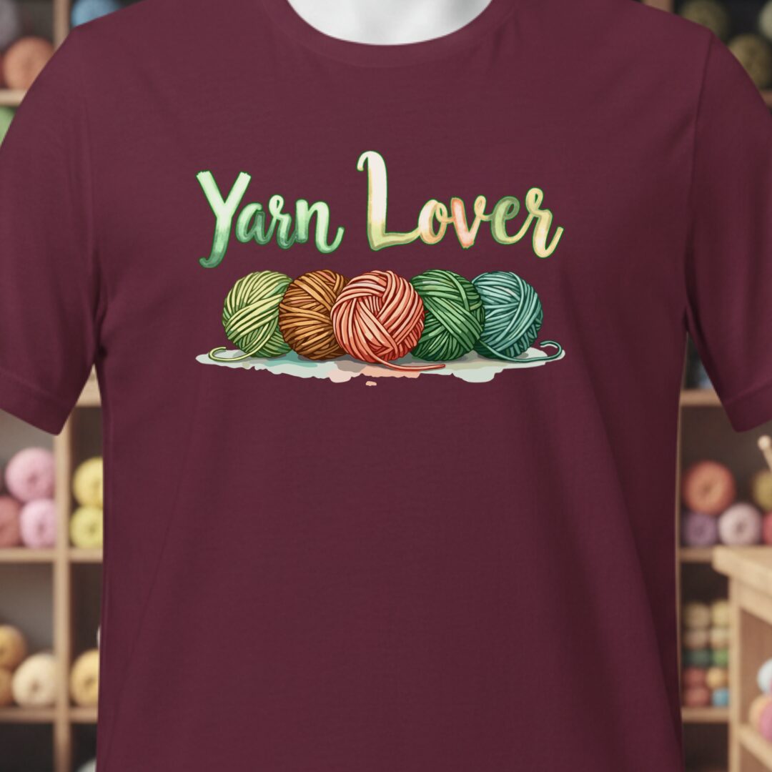 Yarn Lover (earthy) T-Shirt Maroon t-shirt