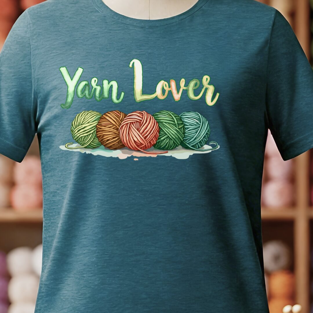 Yarn Lover (earthy) T-Shirt Teal Blue t-shirt