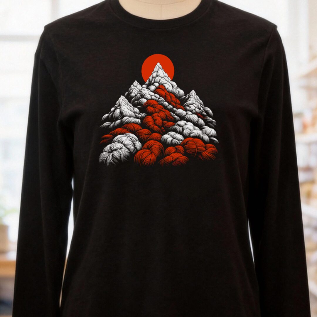 Yarn Mountain Long Sleeve Tee Black t-shirt