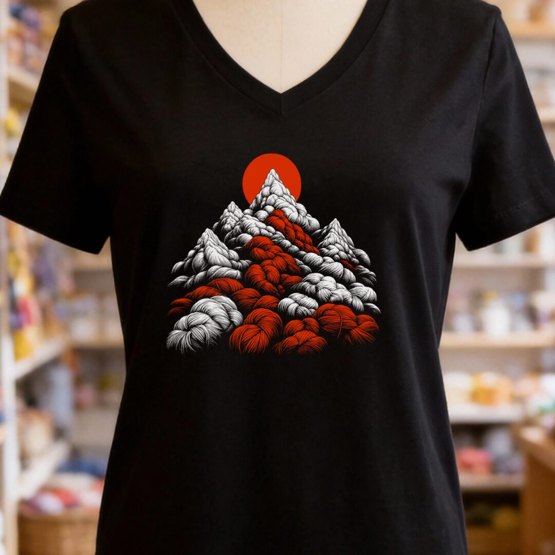 Yarn Mountain V-Neck T-Shirt Black t-shirt
