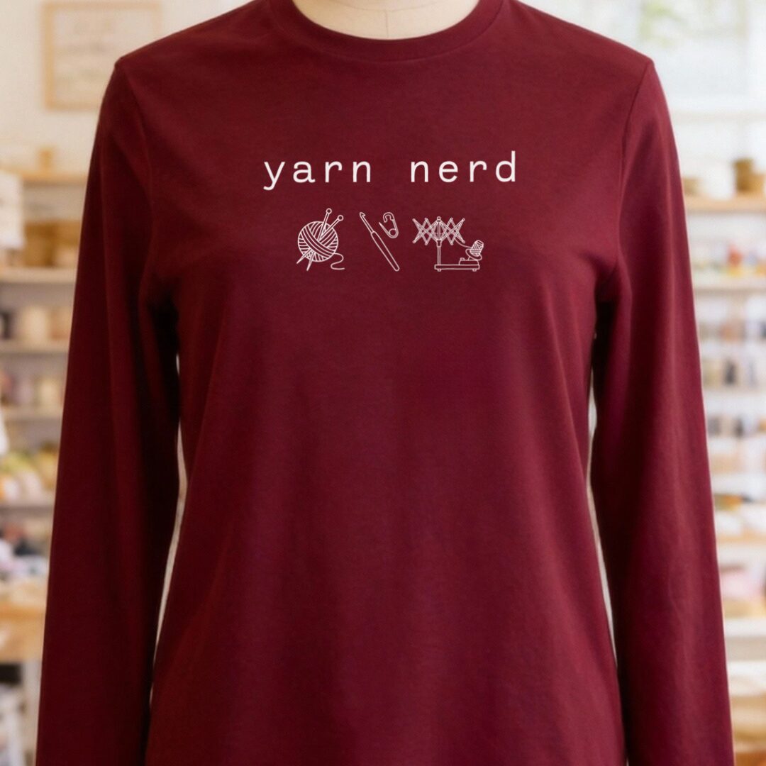Yarn Nerd Long Sleeve Tee Maroon t-shirt