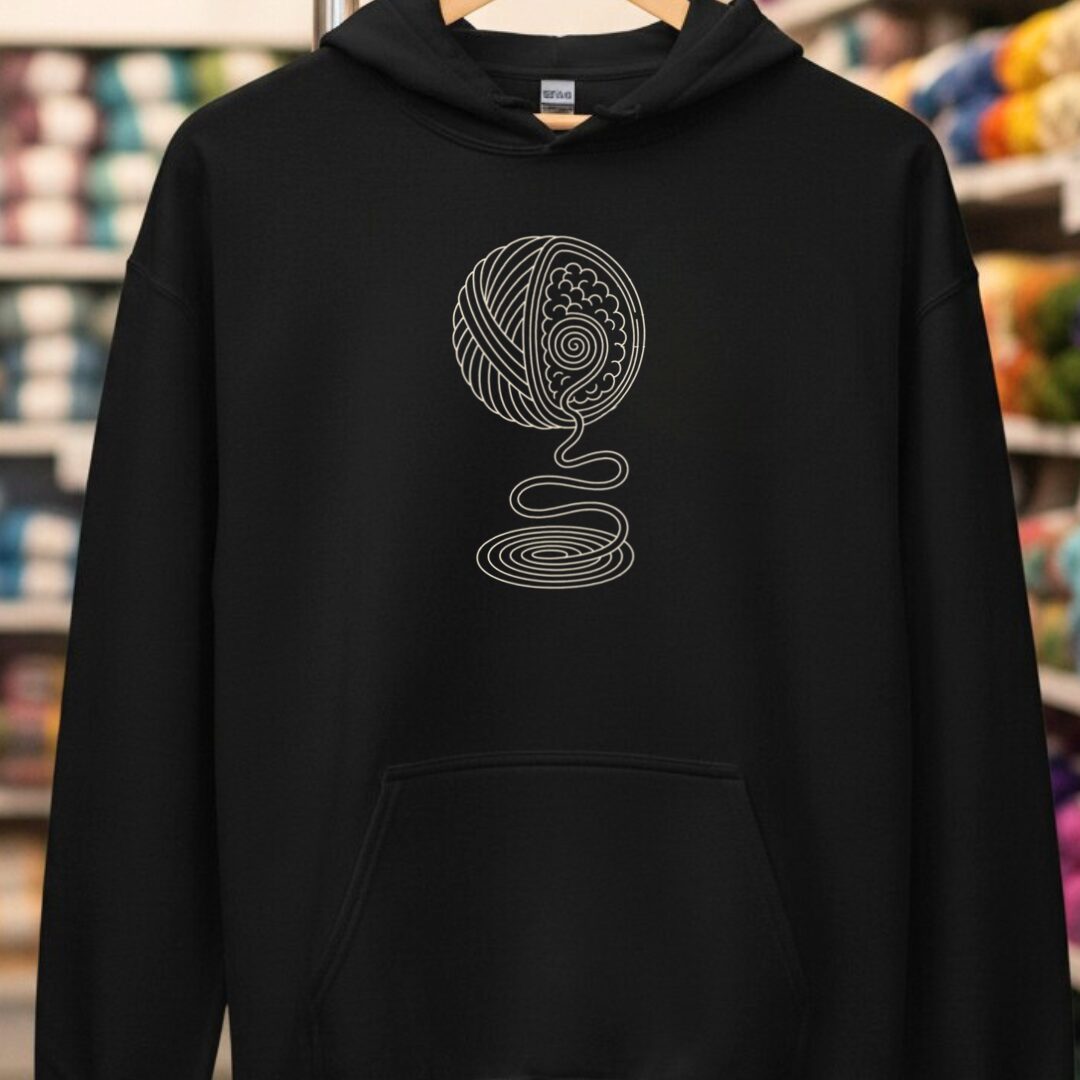 Yarn On The Brain Hoodie Black t-shirt