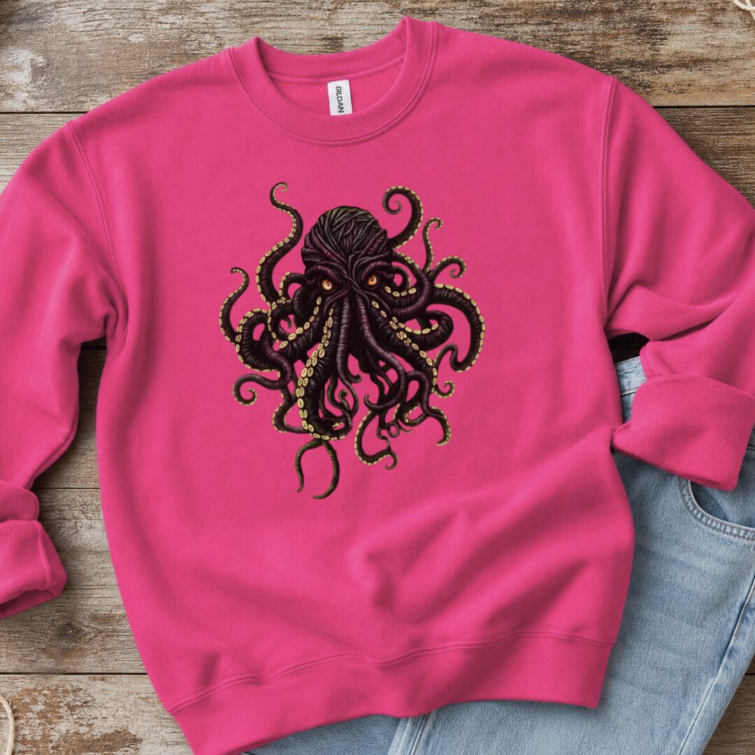 Yarn Sea Monster Sweatshirt Bright Pink t-shirt