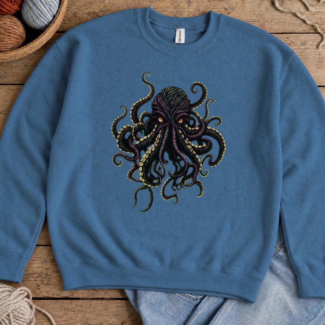 Yarn Sea Monster Sweatshirt Indigo Blue t-shirt