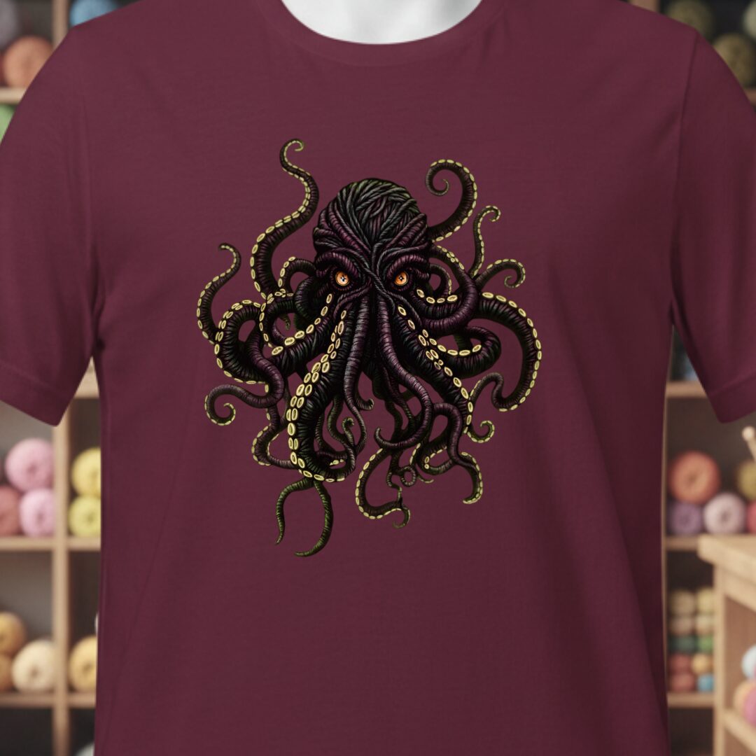 Yarn Sea Monster T-Shirt Maroon t-shirt