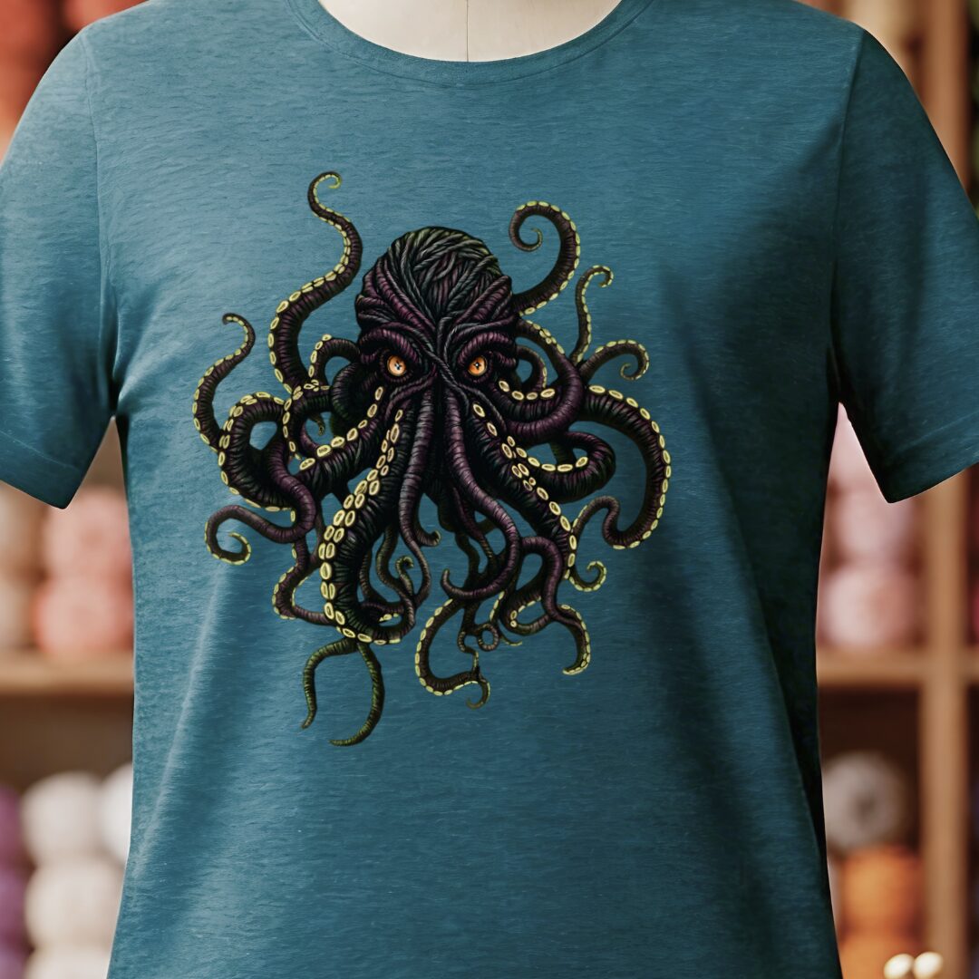 Yarn Sea Monster T-Shirt Teal Blue t-shirt