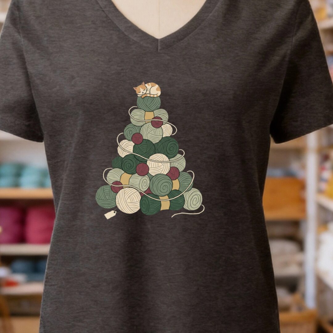 Yarn Tree V-Neck T-Shirt Dark Grey t-shirt