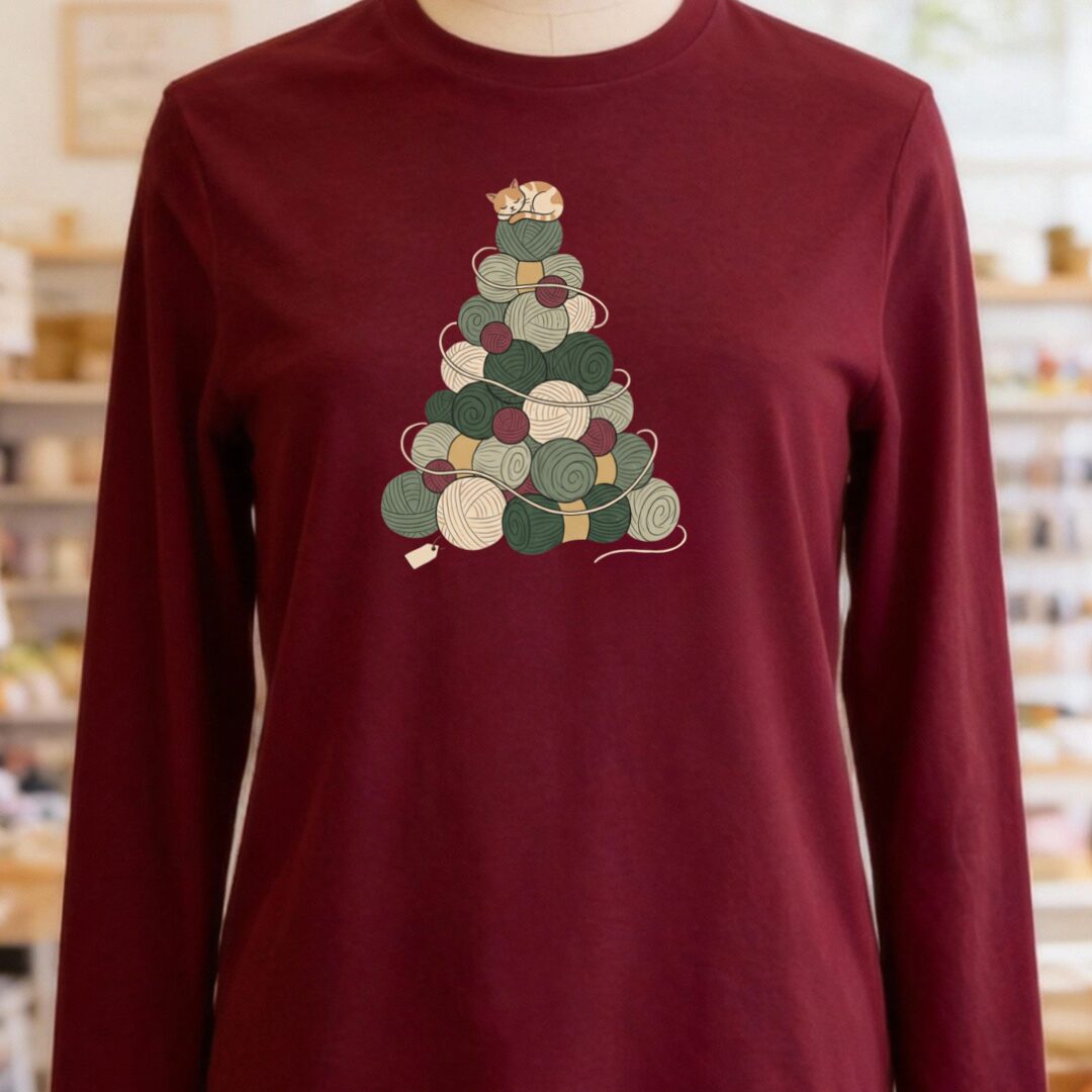 Yarn Tree Long Sleeve Tee Maroon t-shirt