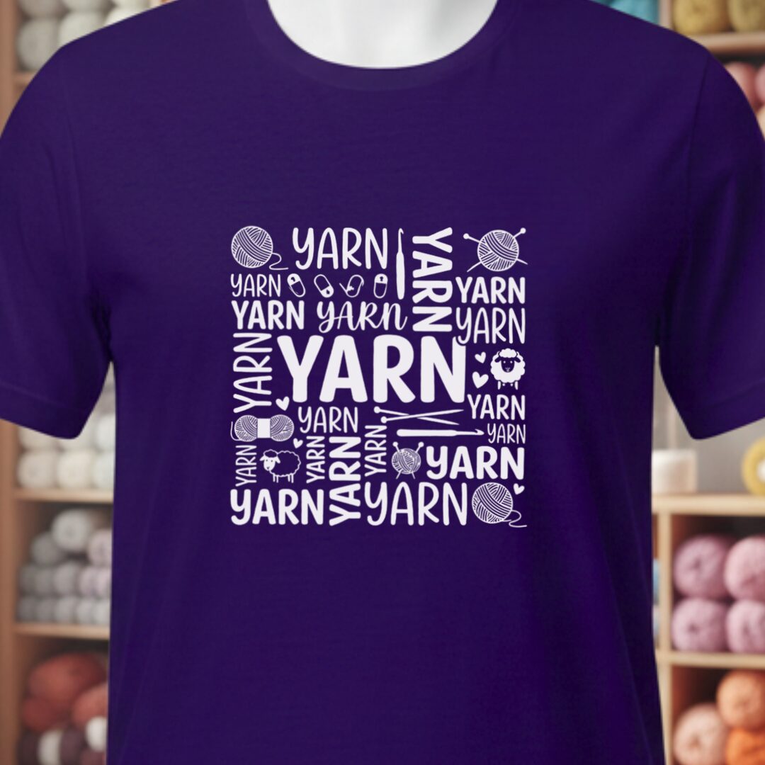 Yarn Word T-Shirt Purple t-shirt