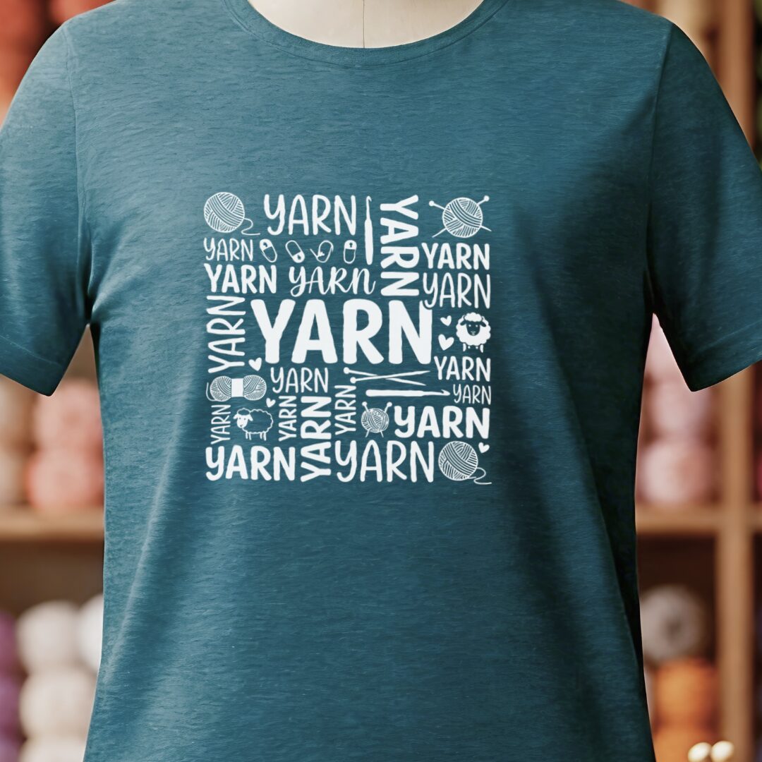 Yarn Word T-Shirt Teal Blue t-shirt