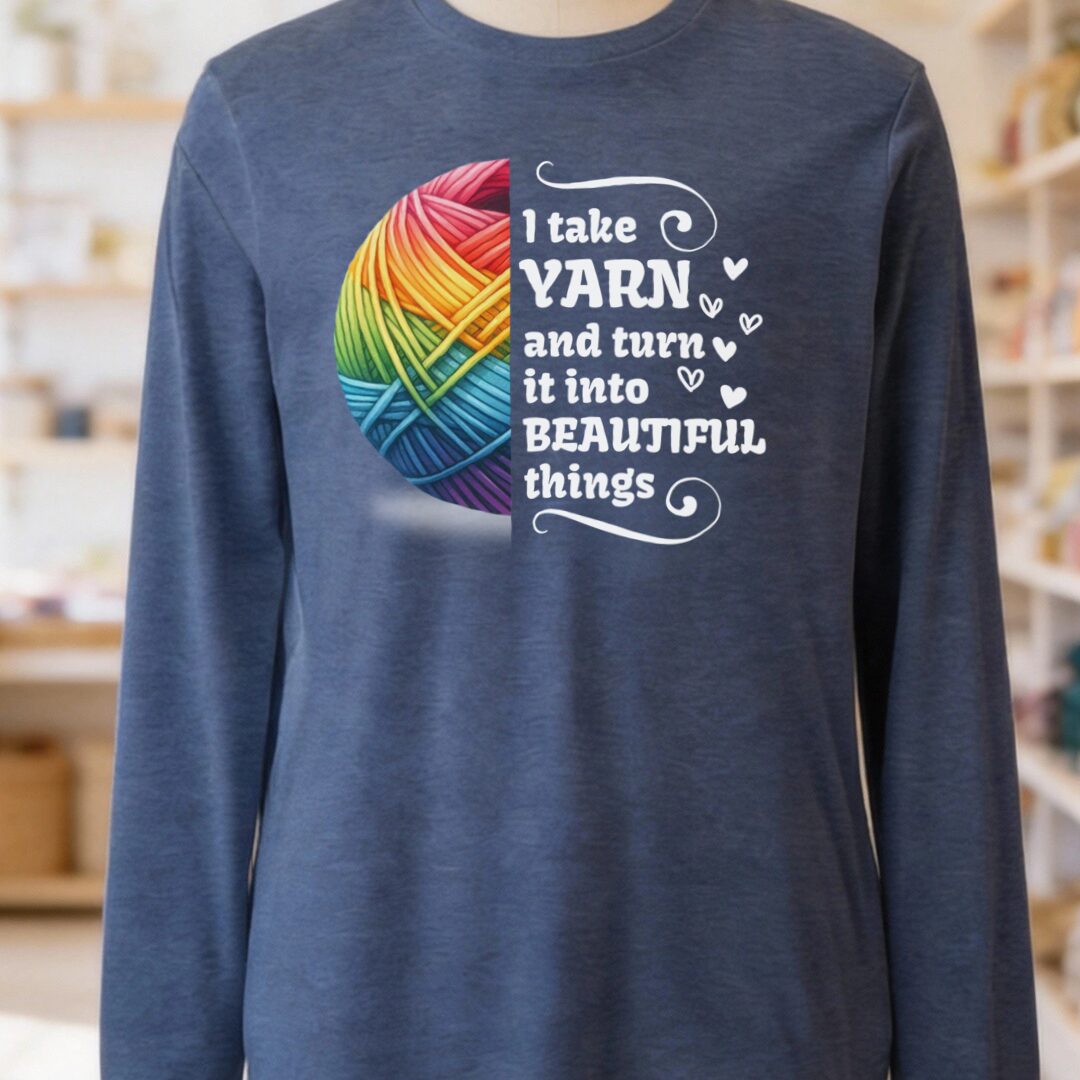 Yarn to Beauty Long Sleeve Tee Navy t-shirt