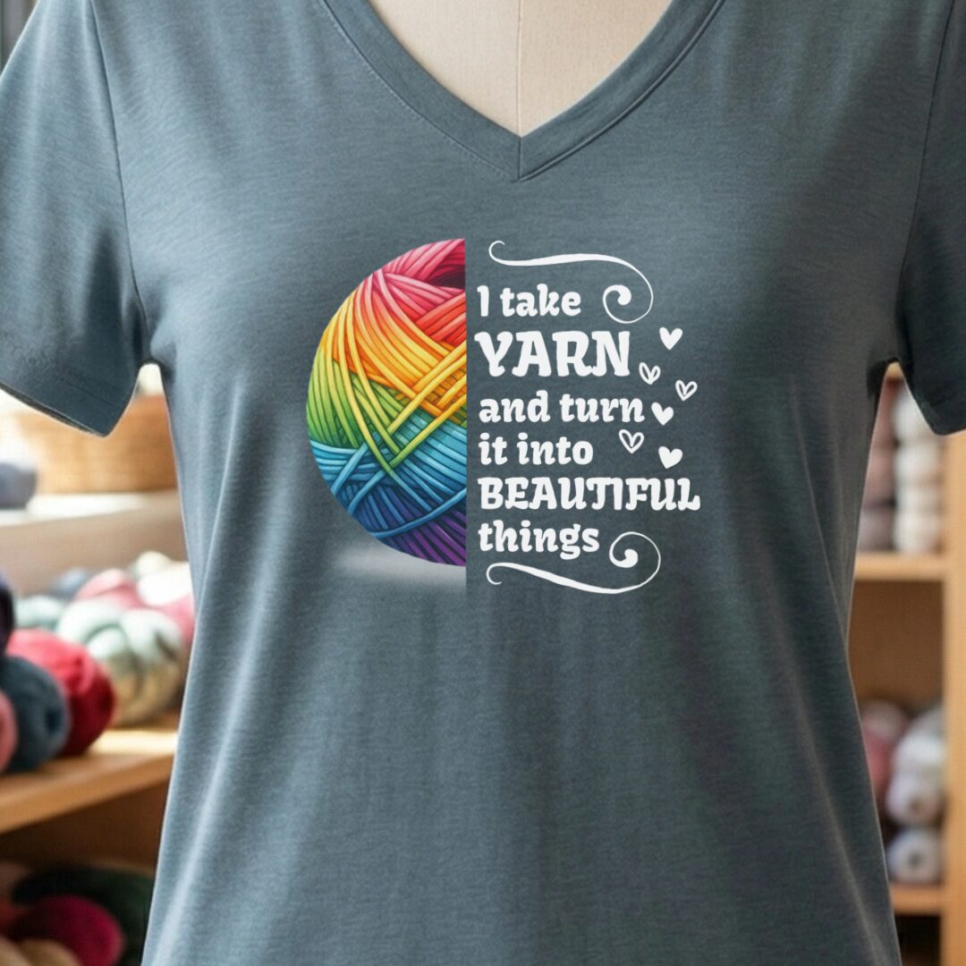 Yarn to Beauty V-Neck T-Shirt Slate t-shirt