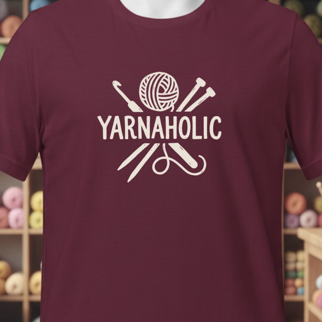 Yarnaholic T-Shirt Maroon t-shirt