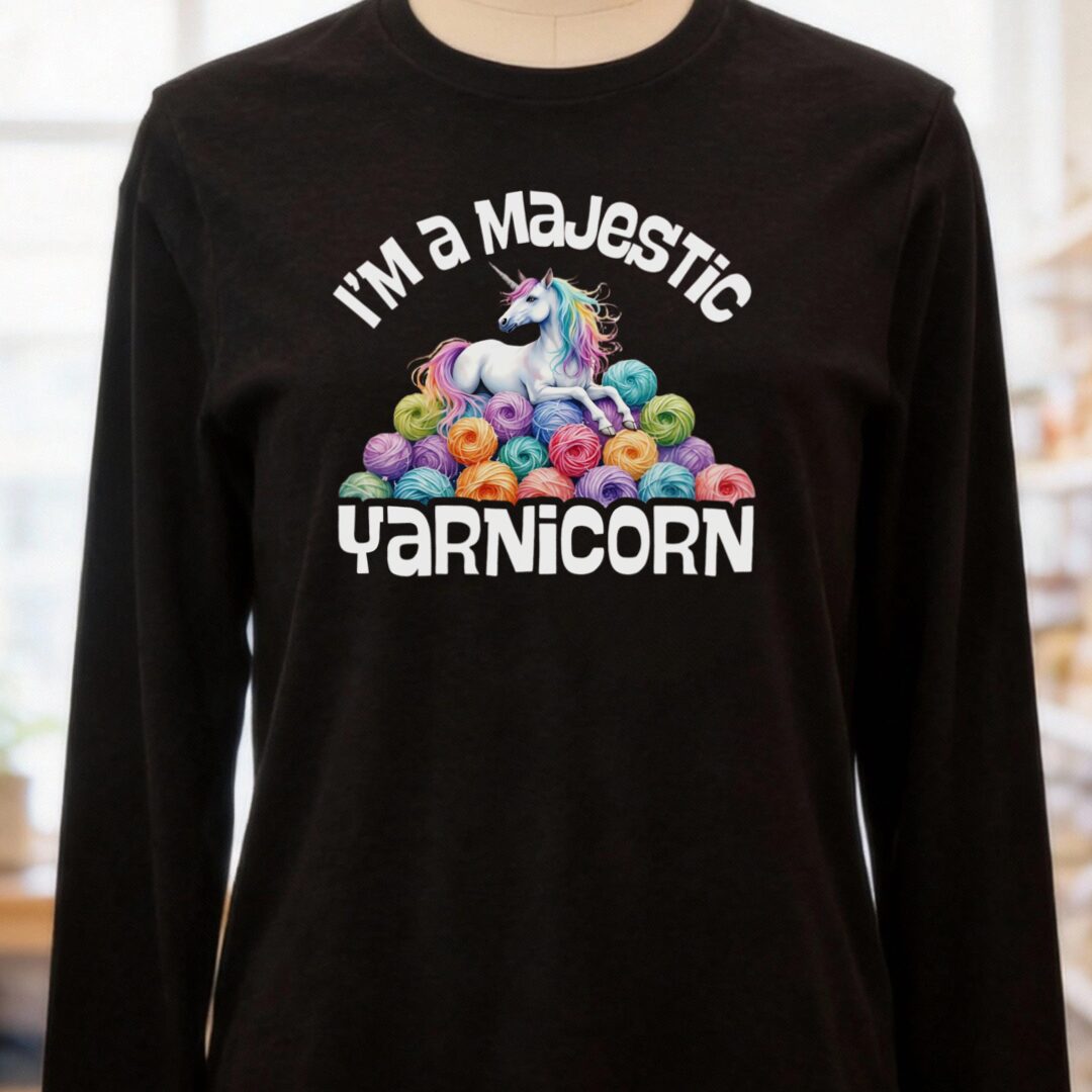Yarnicorn Long Sleeve Tee Black Heather t-shirt