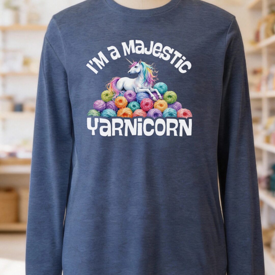 Yarnicorn Long Sleeve Tee Navy t-shirt