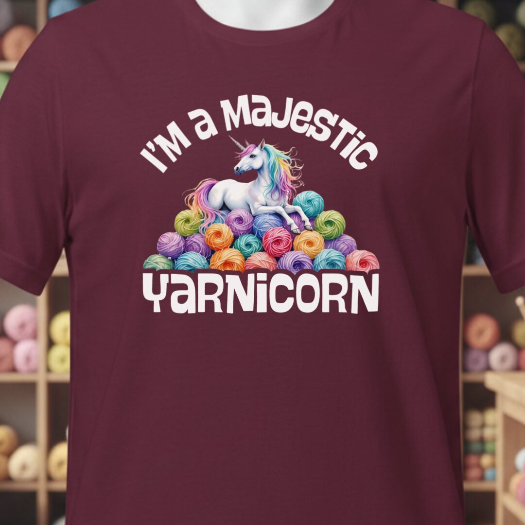 Yarnicorn T-Shirt Maroon t-shirt