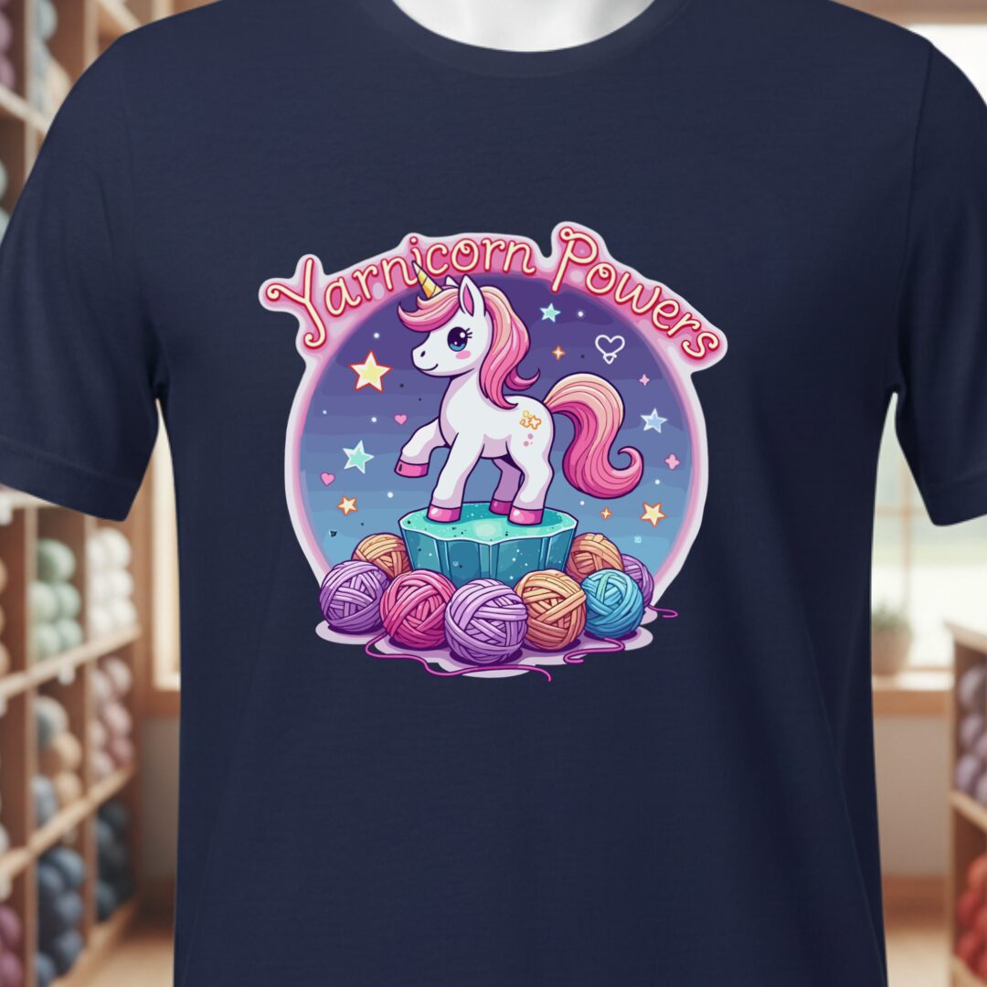 Yarnicorn Powers T-Shirt Navy t-shirt