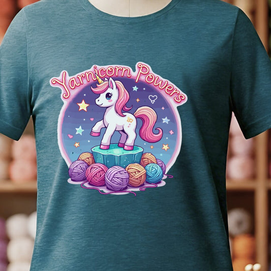 Yarnicorn Powers T-Shirt Teal Blue t-shirt
