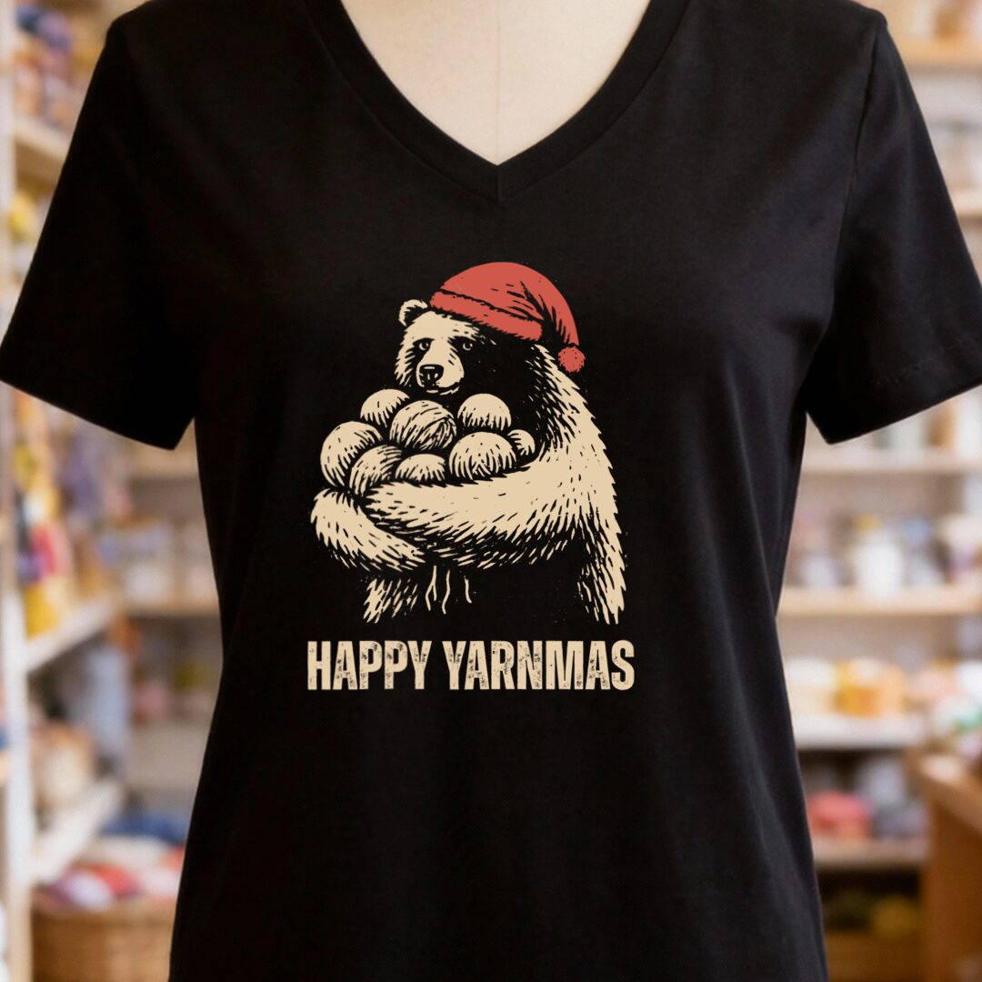 Yarnmas V-Neck T-Shirt Black t-shirt