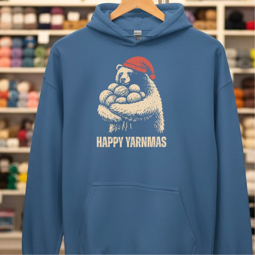 Yarnmas Hoodie Indigo Blue t-shirt