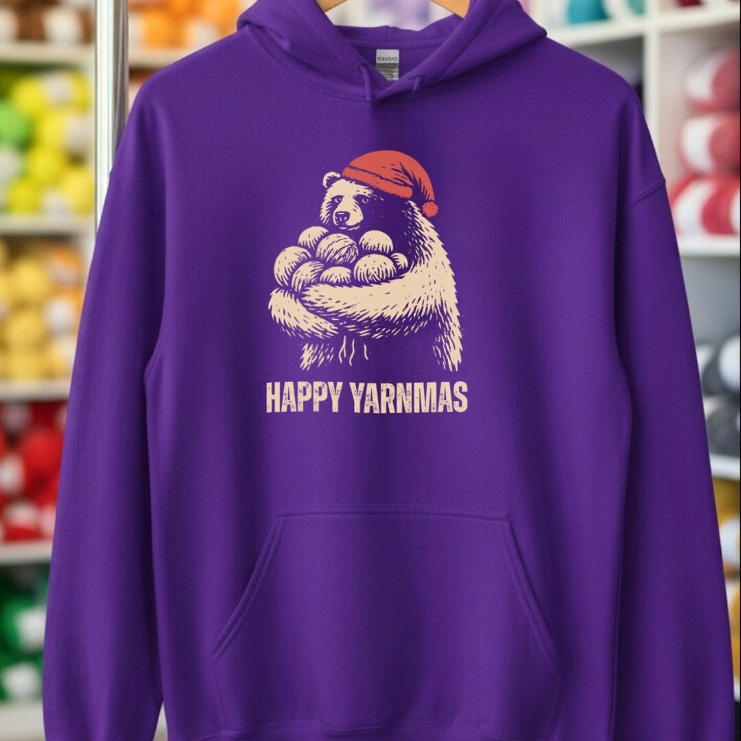 Yarnmas Hoodie Purple t-shirt