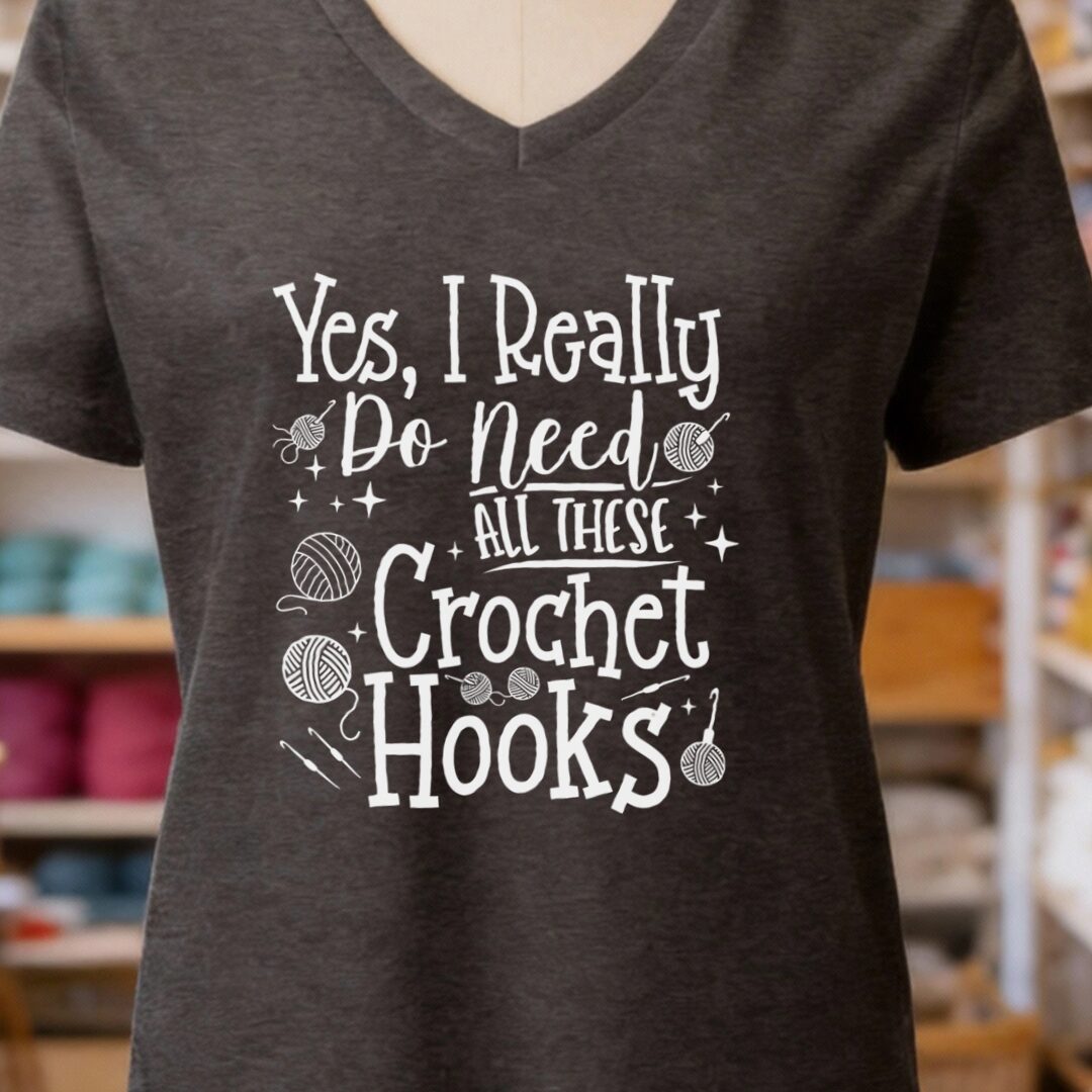 Yes I really Need These Hooks V-Neck T-Shirt Dark Grey t-shirt