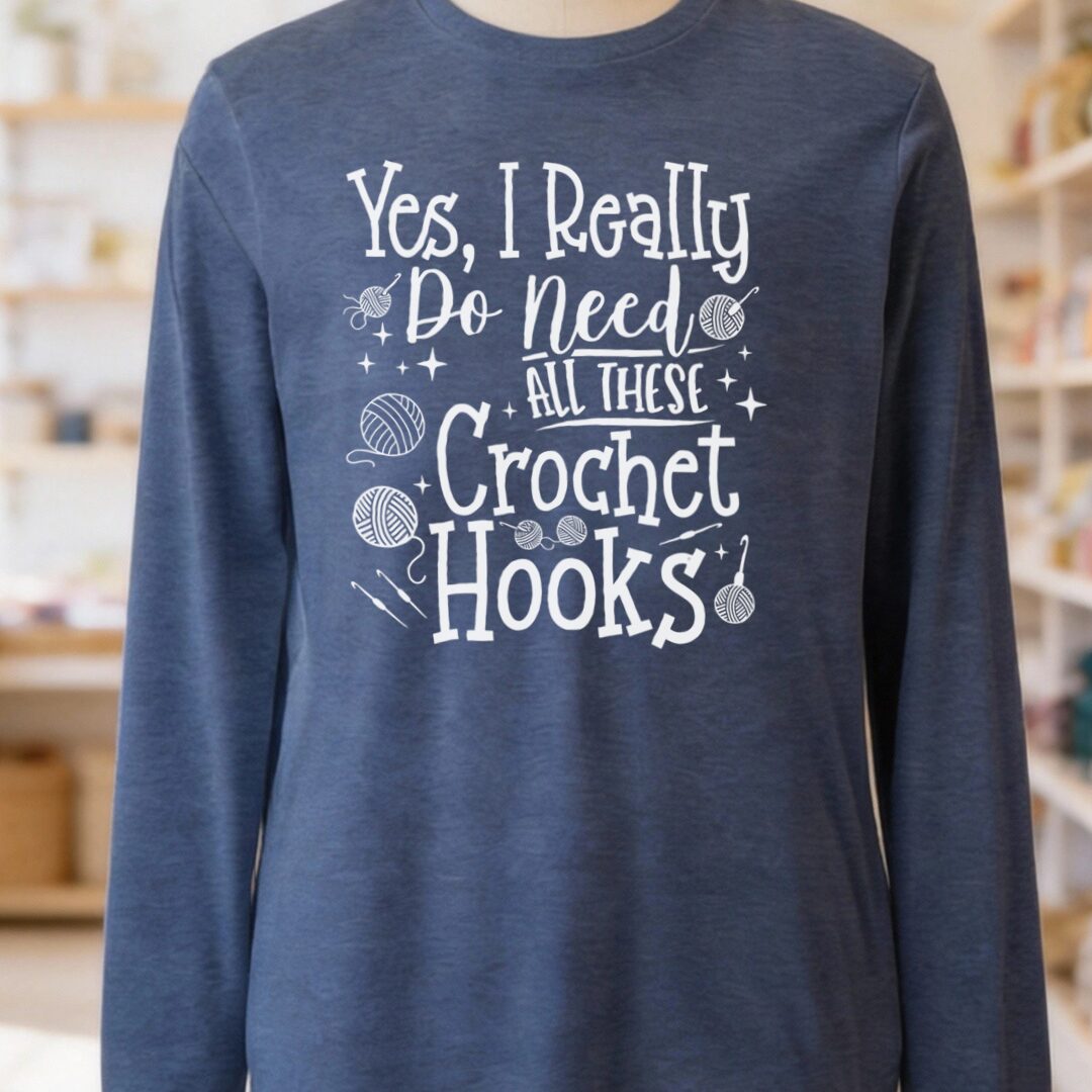 Yes I really Need These Hooks Long Sleeve Tee Navy t-shirt