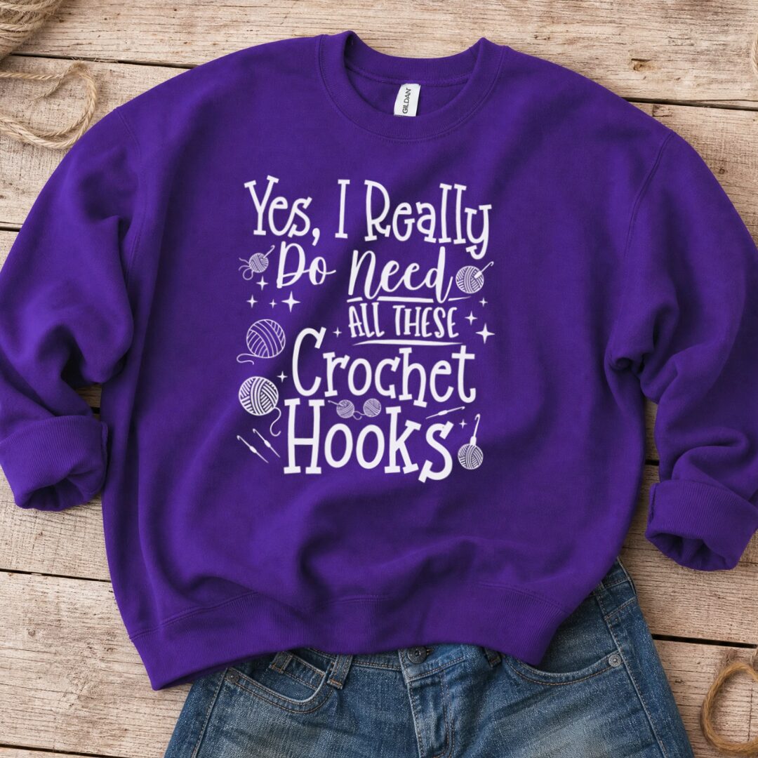 Yes I really Need These Hooks Sweatshirt Purple t-shirt