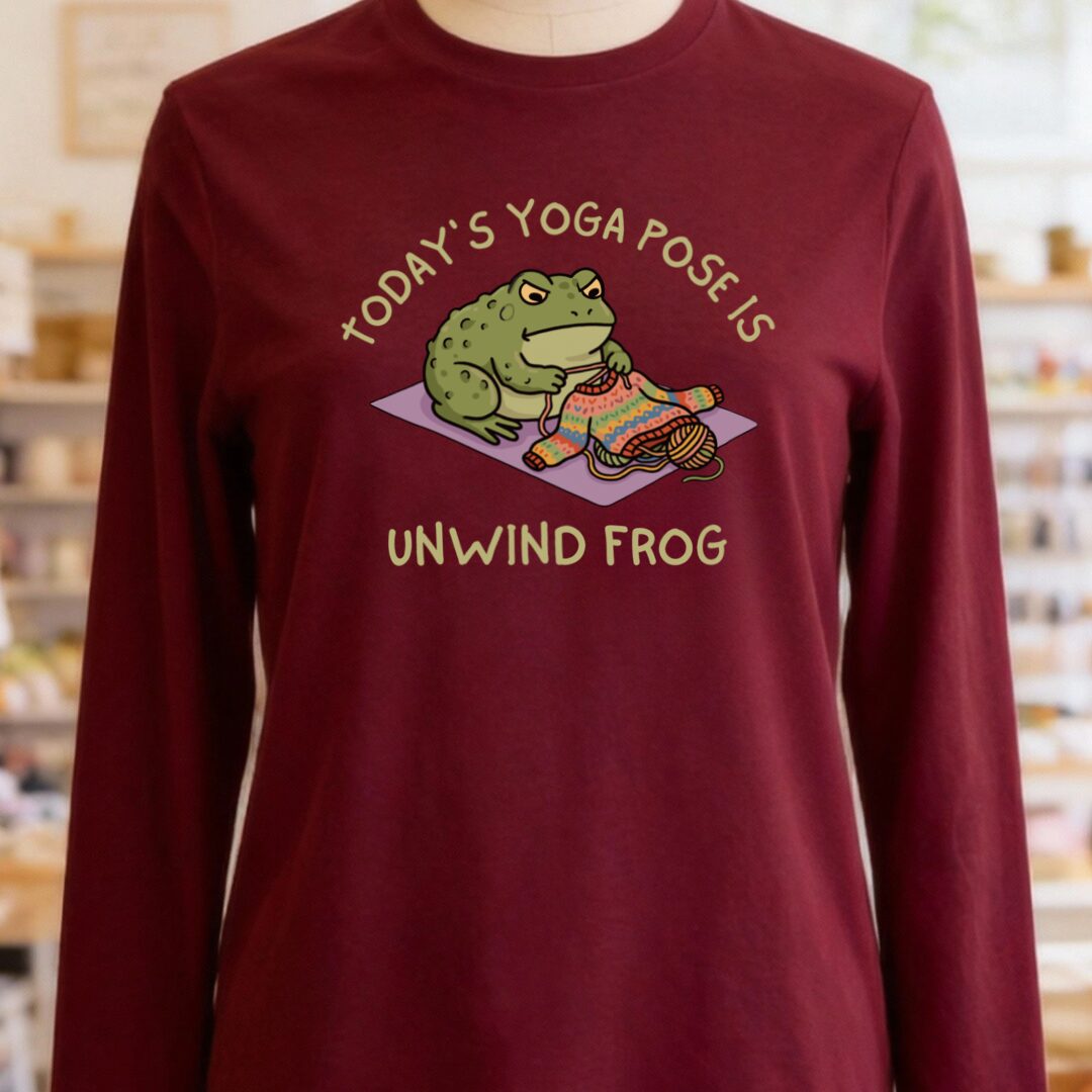 Yoga Pose Long Sleeve Tee Maroon t-shirt