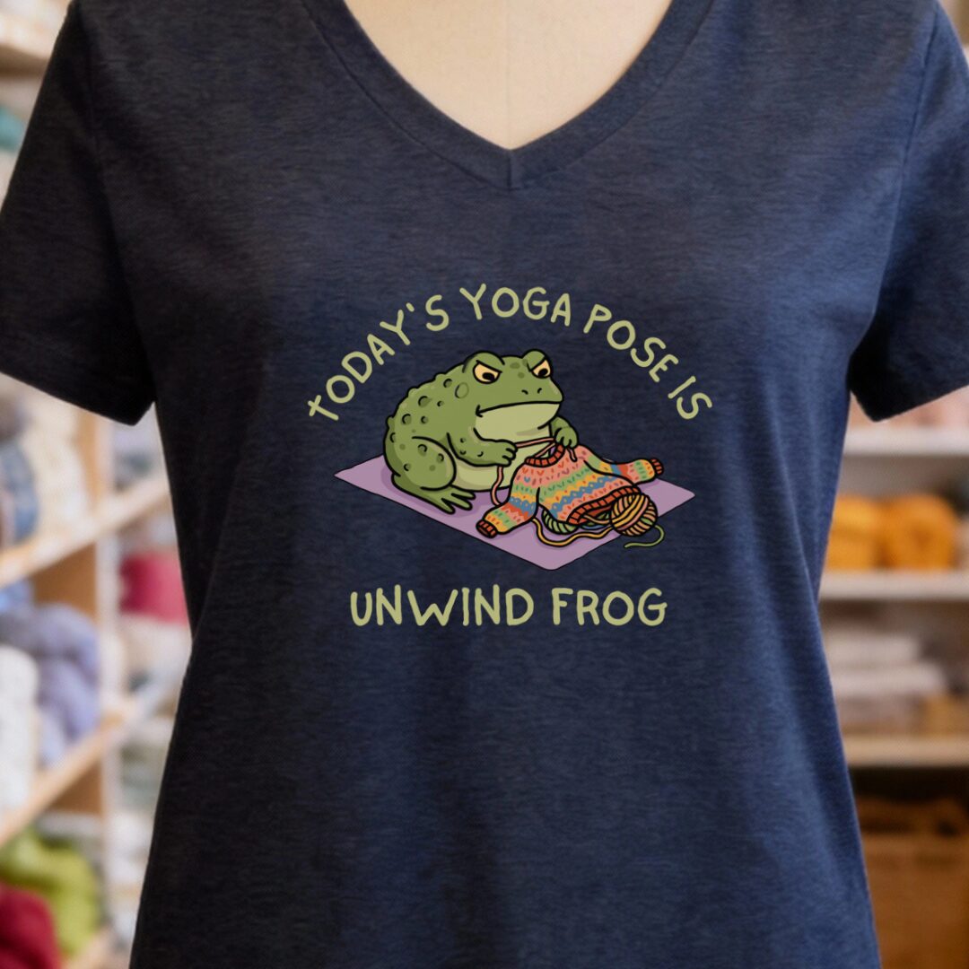 Yoga Pose V-Neck T-Shirt Navy t-shirt