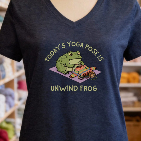 Yoga Pose V-Neck T-Shirt Navy t-shirt